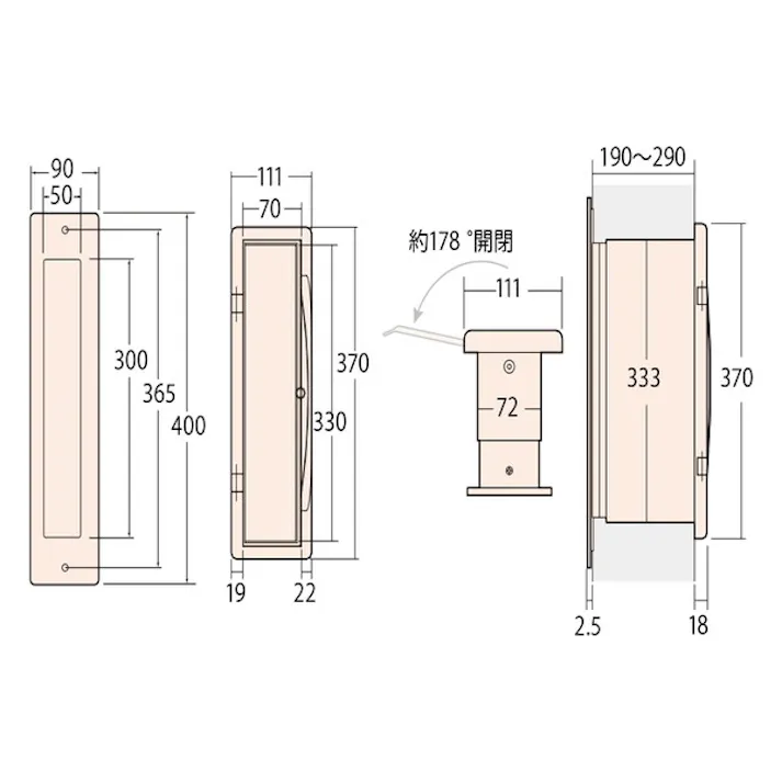 アイワ金属 No.3000ポスト 縦型内フタ付 厚壁用 クリアー JANコード:4960983943663【別送品】