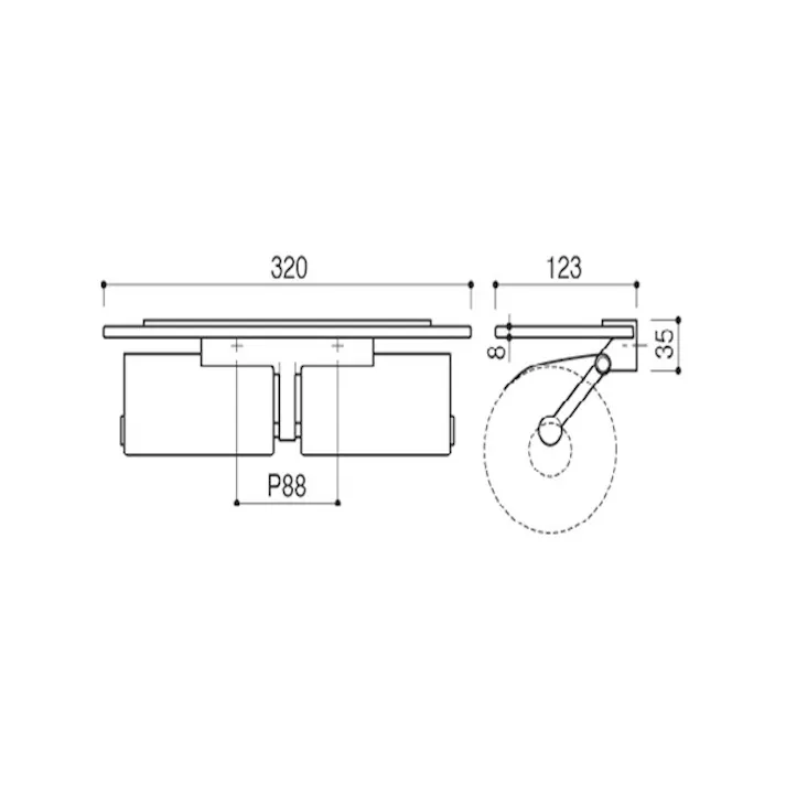 ハイロジック SC-27M-×C ガラス棚付ダブルペーパーホルダー JANコード:4960983999004【別送品】