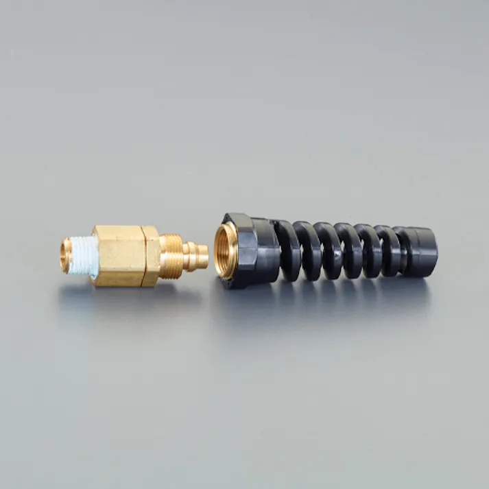雄ねじ付ホース継手(プロテクター付) R1/4”・6.5x10mm EA140GH-1 4548745732238【別送品】