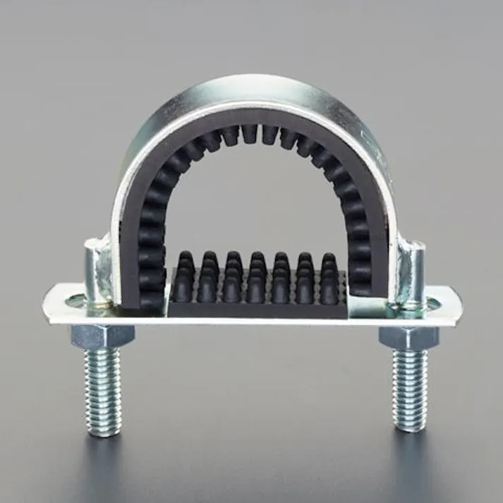 アカギ 100A 鋼管用防振Uバンド(プレート付) 配管支持金具EA440B-100 4550061818411(CDC)【別送品】