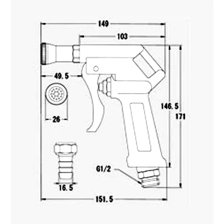 スパウトガン(シャワー型・16.5mmステム付) 2.0mmx18穴 EA123AG-2 4518340858251【別送品】