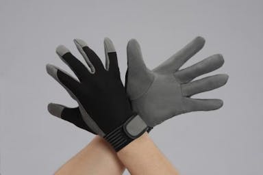 ESCO [L] 手袋(合成皮革/黒･グレー) 手袋･腕カバーEA353BJ-82 4518340078574(CDC)【別送品】