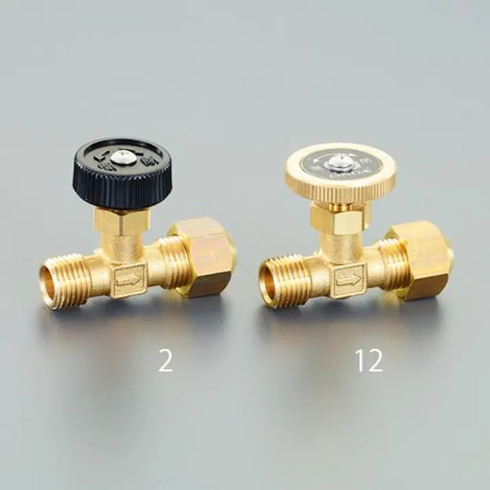 オンダ製作所 R 1/4"x 8mm ニードルバルブ(黄銅ハンドル/フレアーナット ミニバルブEA426CA-12 4550061508541(CDC)【別送品】