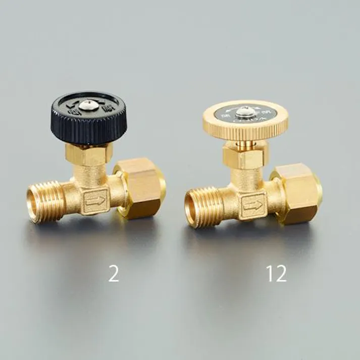 オンダ製作所 R 1/4”x 8mm ニードルバルブ(黄銅ハンドル/フレアーナット EA426CB-12 4550061542347 (CDC)【別送品】