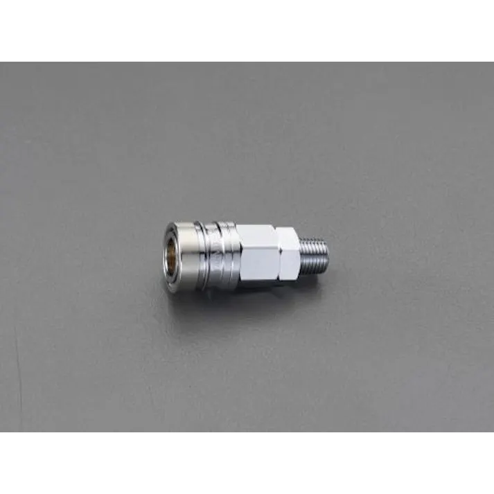 ESCO R 1/4" 雄ねじソケット(ワンプッシュ/ロックガード付) エアーホース用カプラーEA140DX-2 4548745999310(CDC)【別送品】