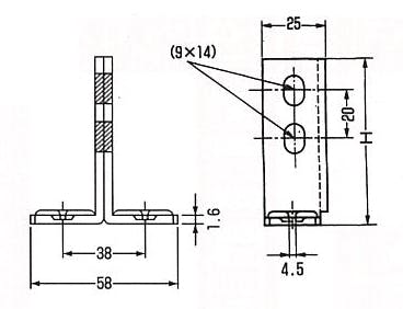 アカギ 25x 70mm 二つ穴T足(10個) EA440AS-70 4548745147773