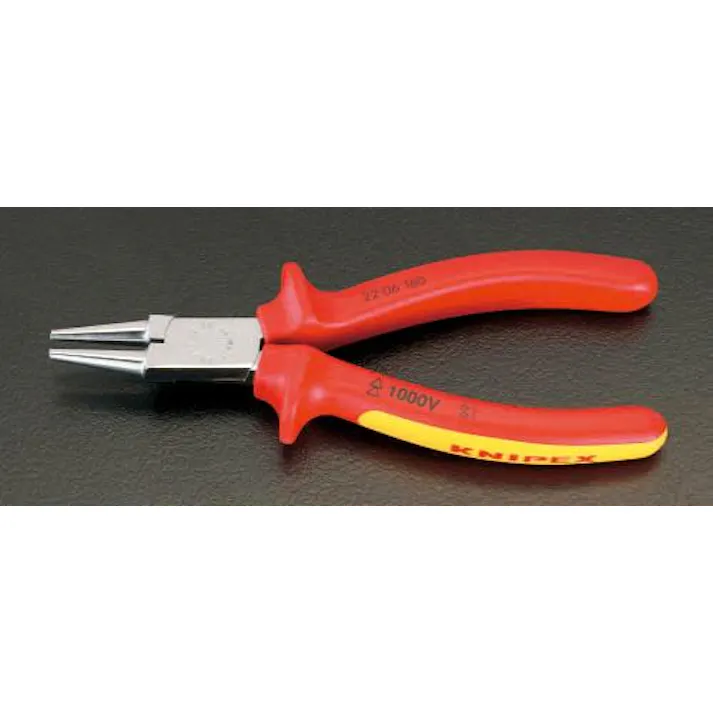 KNIPEX(クニペックス) 160mm 絶縁ラウンドノーズプライヤー(グリップ付/メッキ) EA537MB-10 4518340092648 (CDC)【別送品】