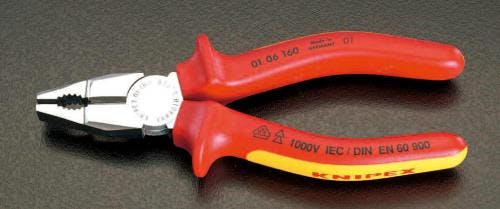 KNIPEX(クニペックス) 電工ペンチ(絶縁グリップ付/メッキ) 160mm EA534KD-160 4518340095175【別送品】
