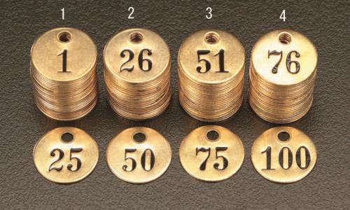 ナンバーチェック(25mm丸) 25枚組 76-100 EA591HH-4 4518340212992【別送品】