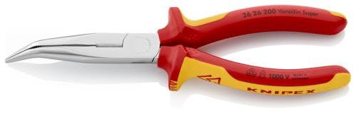 KNIPEX(クニペックス) 絶縁ラジオペンチ(グリップ付/先曲/メッキ) 200mm EA537KE-200 4518340544413【別送品】