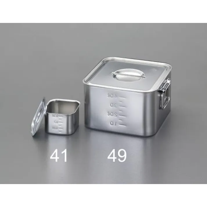 ESCO 120x120x 90mm 浅型BOX(ステンレス/目盛り付) EA508SC-44 4548745006308(CDC)【別送品】