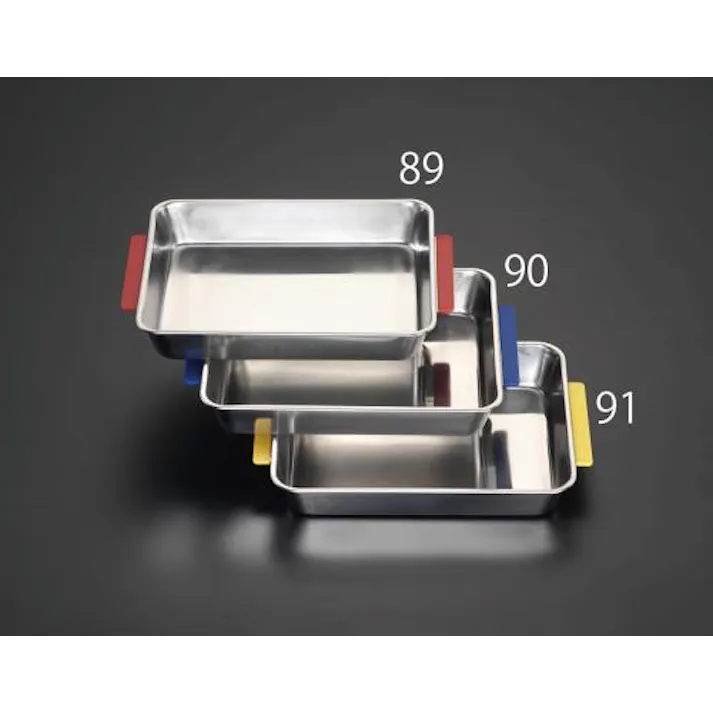 ESCO 515x333x82mm 取手付トレー(レッド/ステンレス製) EA508SH-89 4548745006827(CDC)【別送品】