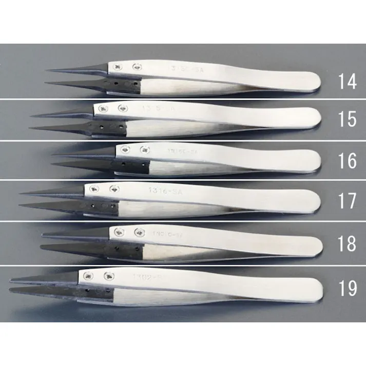 精密用ピンセット(ステンレス製 ESD) 120mm EA595AR-17 4548745024906【別送品】