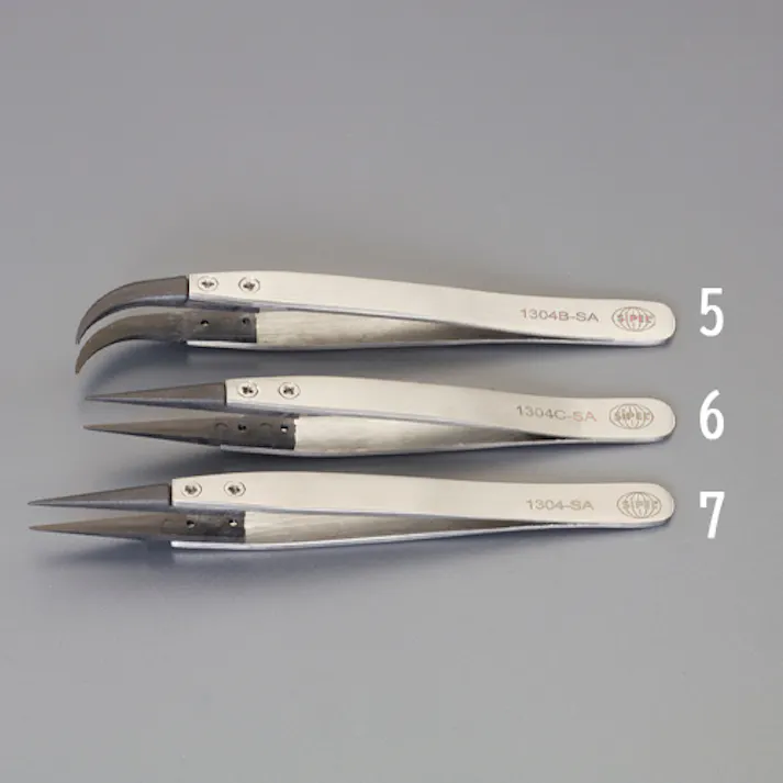 精密用ピンセット(ステンレス製 ESD) 120mm EA595AR-7 4548745025170【別送品】