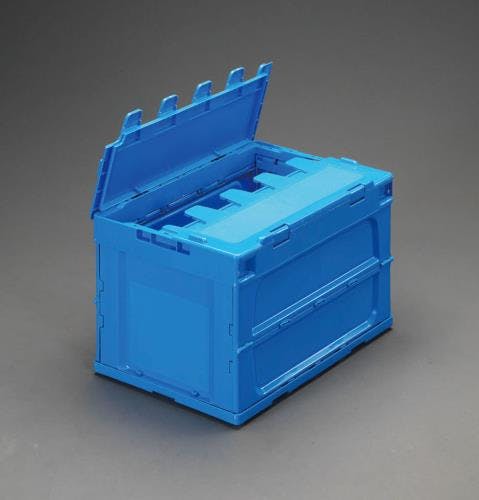 三甲(サンコー) 折畳コンテナ(青/蓋付5個) 530x366x342mm/50.4L EA506AA-6A 4548745056945【別送品】