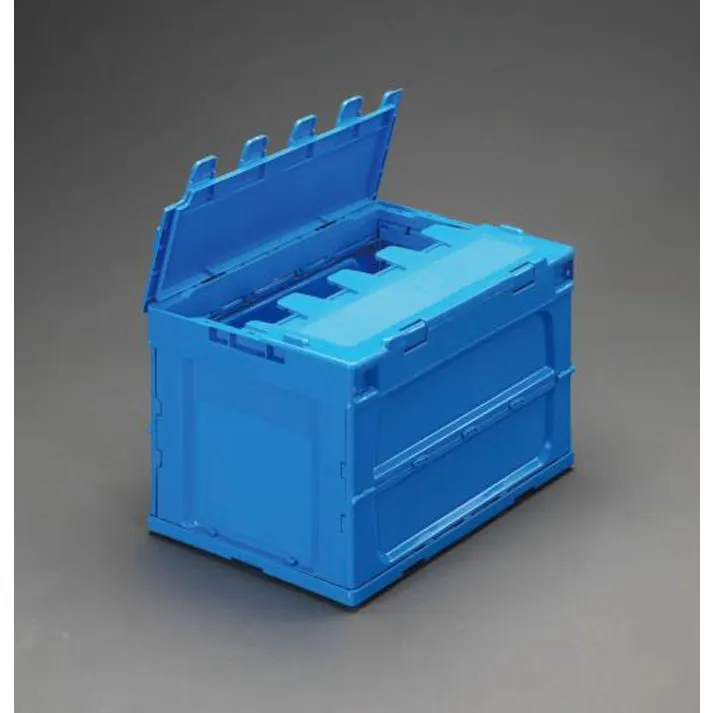 ESCO 530x366x342mm/50.4L 折畳コンテナ(青/蓋付) EA506AA-6 4548745056952(CDC)【別送品】