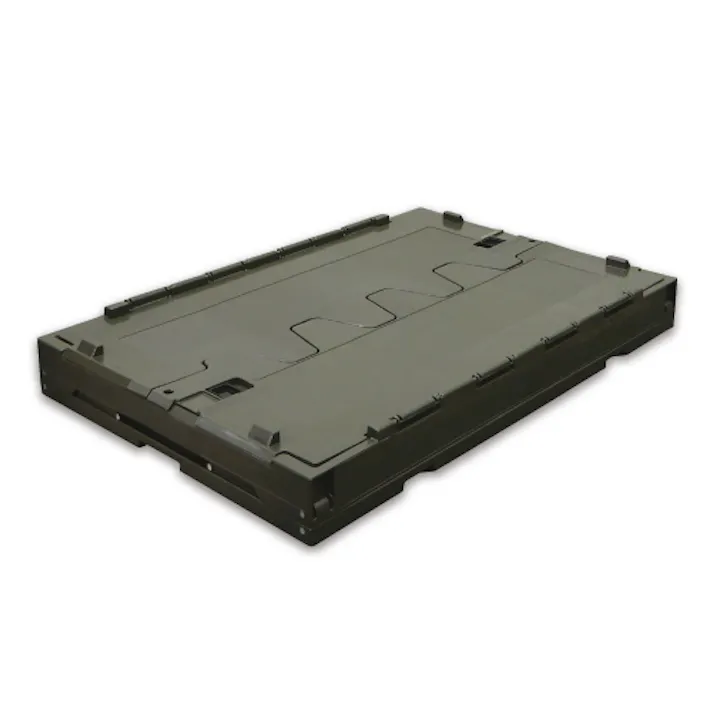 ESCOオリジナル 折畳コンテナ(OD色/蓋付) 649x439x340mm/75.9L EA506AA-7D 4548745254969【別送品】