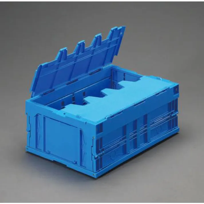 ESCO 538x366x218mm/30.8L 折畳コンテナ(青・蓋付 EA506AA-44 4548745342093(CDC)【別送品】