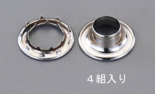 真鍮ハトメ・強力爪付(ニッケルメッキ/4組) 19mm EA576LF-19 4548745558388【別送品】