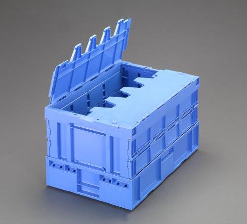 三甲(サンコー) 折畳コンテナ(青/蓋付) 658x441x382mm/84.5L EA506AA-213 4550061074909【別送品】