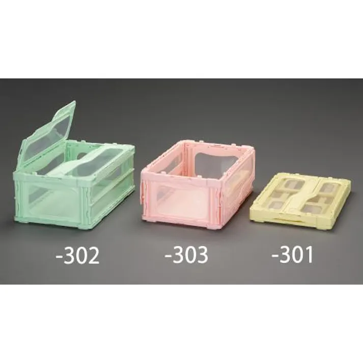 ESCO 530x366x232mm/34.1L 折畳コンテナ(緑/蓋付) EA506AA-302 4550061077146(CDC)【別送品】