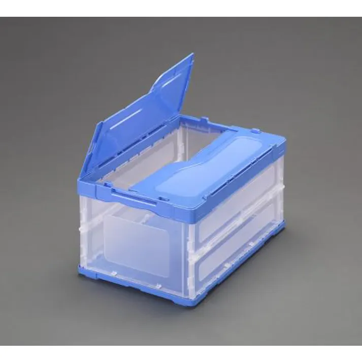 三甲(サンコー) 折畳コンテナ(透明・青/蓋付) 530x366x334mm/51.0L EA506AA-208 4550061219102【別送品】