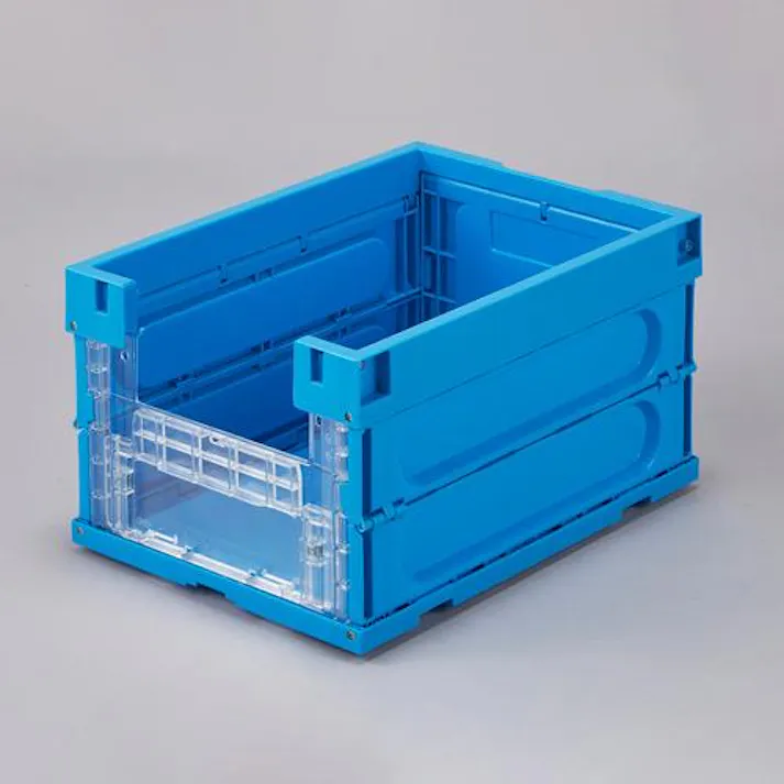 ESCO 440x318x248mm/27.4L 折畳コンテナ(窓開・青 EA506AA-56 4550061836491(CDC)【別送品】