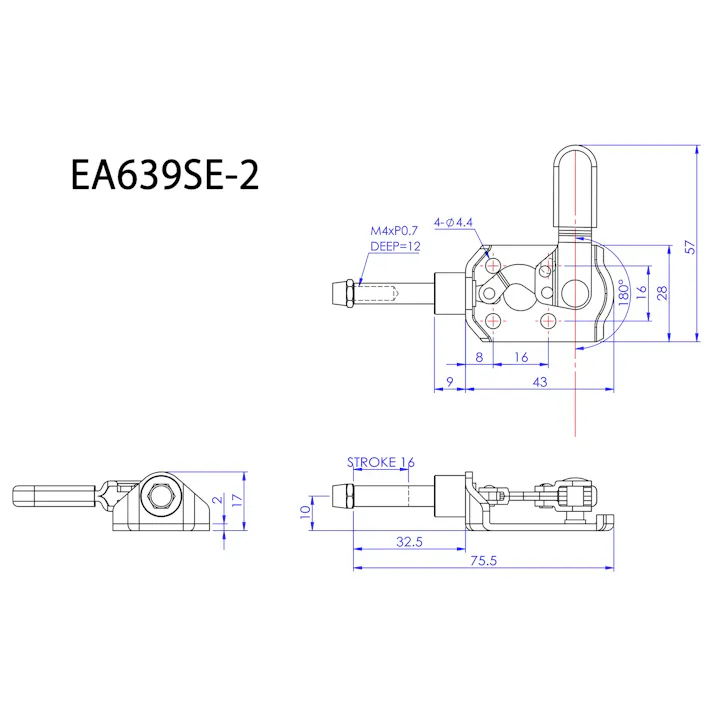 トグルクランプ(スチール製) 50kg EA639SE-2 4518340672345【別送品】