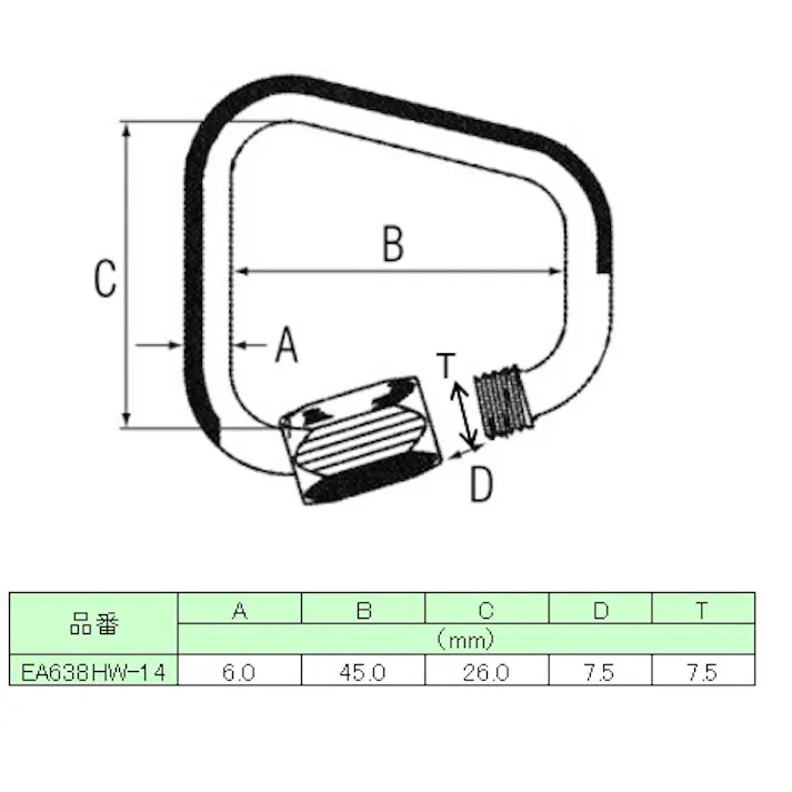クイックリング(ステンレス製) 45x26x6.0mm EA638HW-14 4518340715646【別送品】