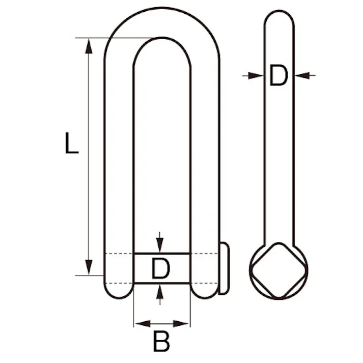 ロングシャックル(ステンレス製) 4x32mm/50kg EA638FB-4 4518340841468【別送品】