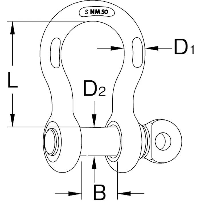 強力型シャックル(NITRONIC) 4535kg/19.1mm EA638GN-19A 4548745034431【別送品】