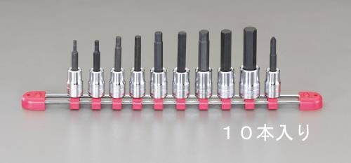 京都機械工具(KTC) ビットソケット [HEX] 3/8”DR/3-12mm[+]#2/10個組