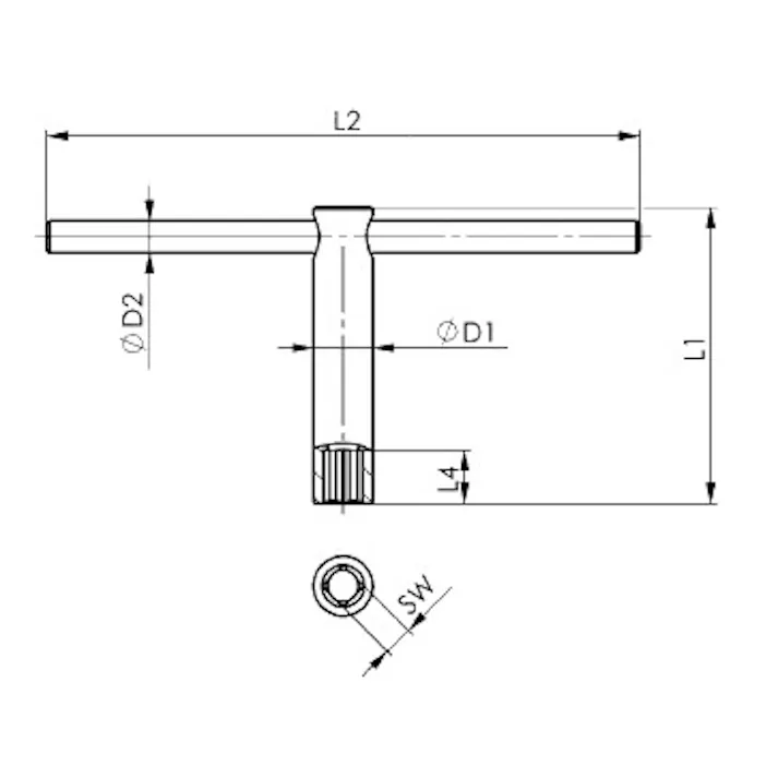 四角ソケットロングT型レンチ 13x200mm EA613AM-13 4550061183731【別送品】