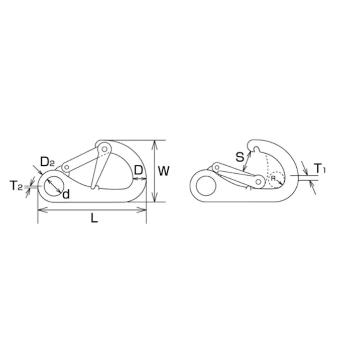スナップフック(ロック付/ステンレス製) 108x64mm EA638JM-28 4550061774786【別送品】