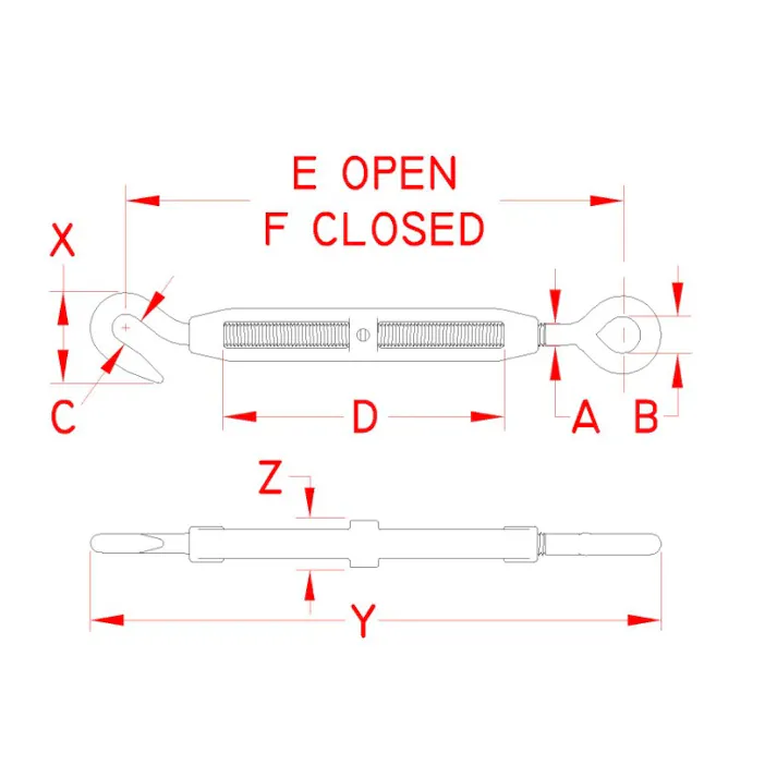 ターンバックル(Hook&Eye/ステンレス製) 9.5mm EA638KH-74 4550061780701【別送品】