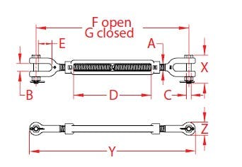 ESCO 19.0mm ターンバックル(Jaw&Jaw/ステンレス製) EA638KH-66