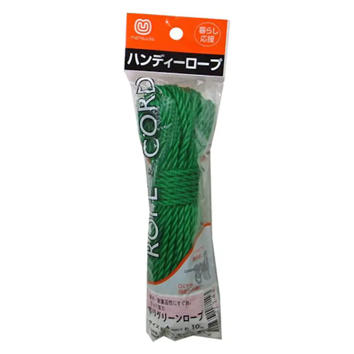 ポリエチレンロープ(三つ打ち/緑) 4mmx10m EA628MT-23 4550061990803【別送品】