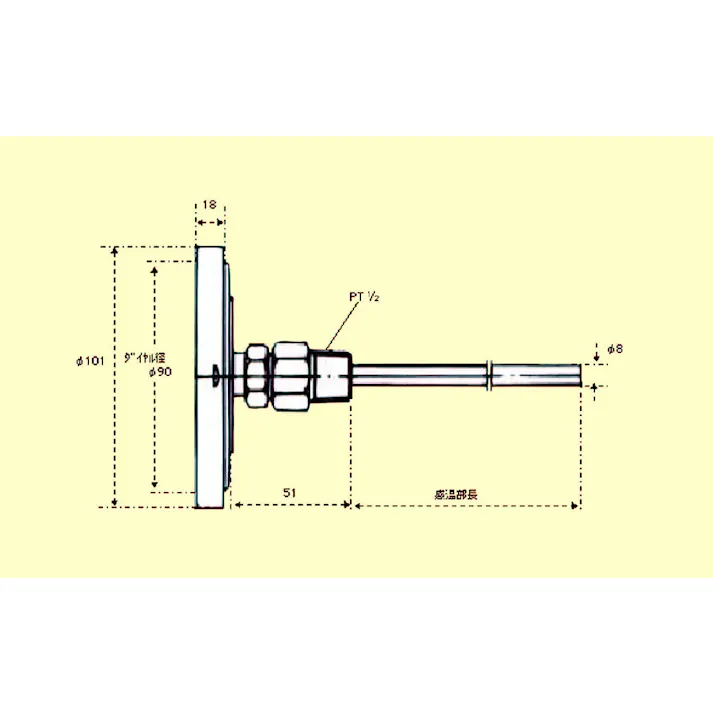 佐藤計量器製作所 バイメタル式温度計 0-100℃/150mm EA727AB-8 4518340149090【別送品】