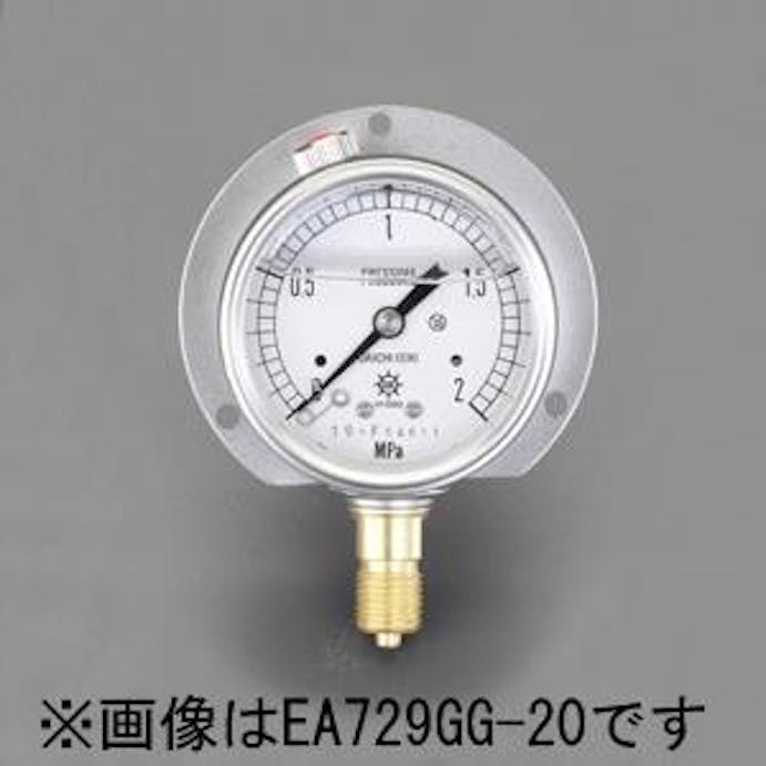 ESCO  100mm/0-1.0MPa つば付圧力計(グリセリン入) EA729GJ-10 4518340642249(CDC)【別送品】