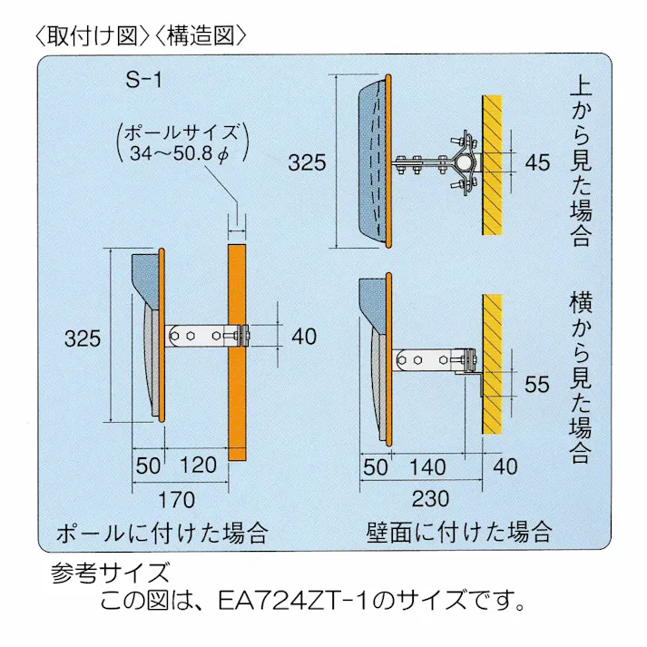 信栄物産 凸面ミラー(角型・ステンレス製/オレンジ) 485x375mm EA724ZT-7 4548745749175【別送品】