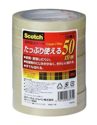 3M 透明粘着テープ(10巻) 12mmx50m EA765MA-51 4550061852613【別送品】