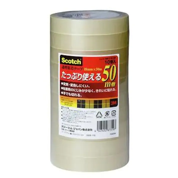 3M 18mmx50m 透明粘着テープ(10巻) EA765MA-53 4550061852637(CDC)【別送品】