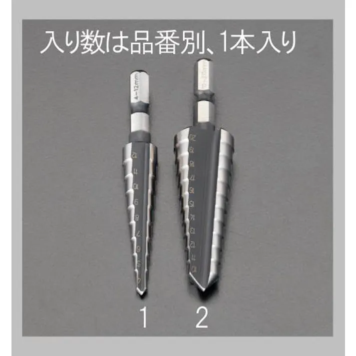 ESCO 4-12mm ステップドリル(1/4"六角軸・HSS) EA825GB-1 4518340519107(CDC)【別送品】