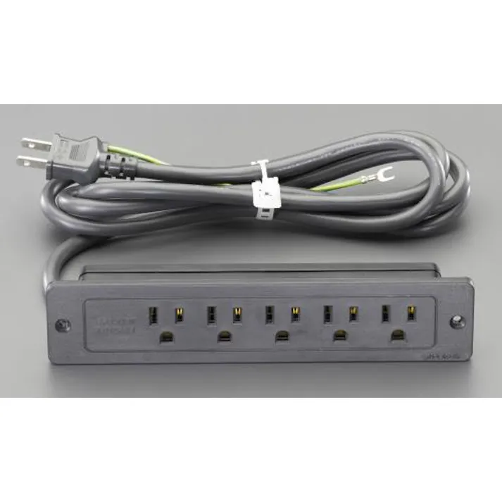 ESCO AC125V/15Ax1.9m コンセント(埋め込み/黒) EA815HS-13 4550061164259(CDC)【別送品】