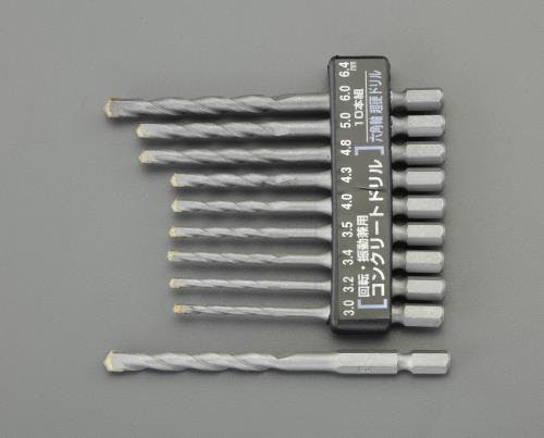 六角軸ドリル(コンクリート用) 3.0-6.4mm/10本組 EA824DL-42 4550061196533【別送品】