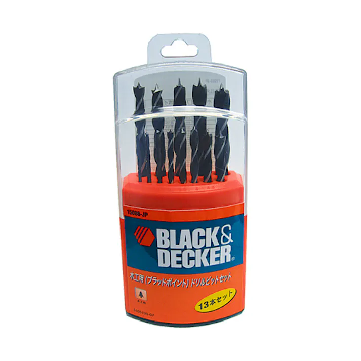 BLACK+DECKER(ブラック・アンド・デッカー) 木工用ドリルセット(HSS) 1.5-8.0mm/13本組 EA824BP-113 4550061904749【別送品】