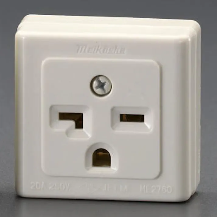 明工社 250V/20A 接地付角型コンセント(接地2P) EA940CJ-13 4518340434974(CDC)【別送品】