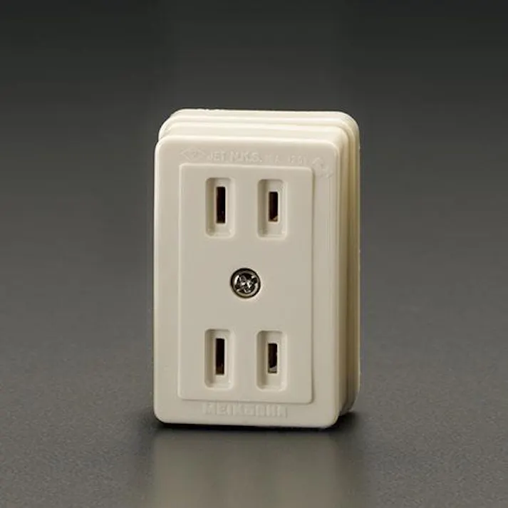 明工社 AC125V/15A 角形コンセント(二口/2P) EA940CH-2 4518340757318(CDC)【別送品】