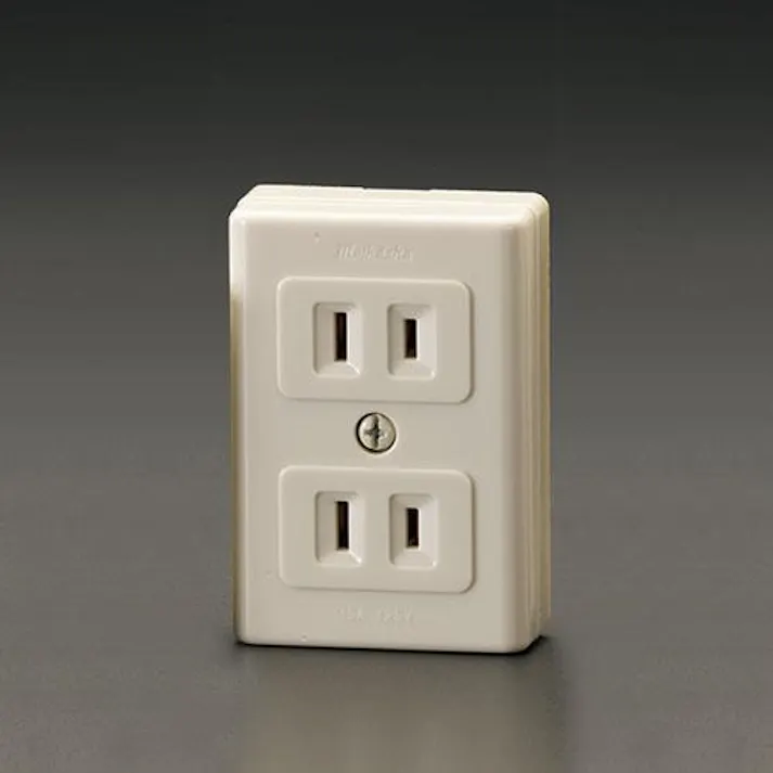 明工社 薄角形コンセント(二口/2P) AC125V/15A EA940CH-12 4518340757349【別送品】