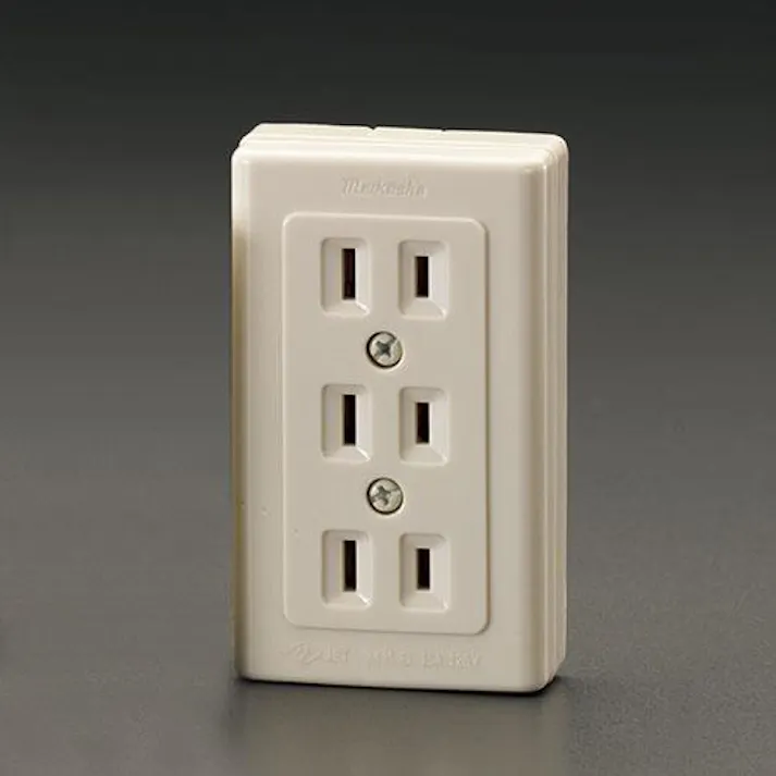 明工社 AC125V/15A 薄角形コンセント(三口/2P) EA940CH-13 4518340757356(CDC)【別送品】